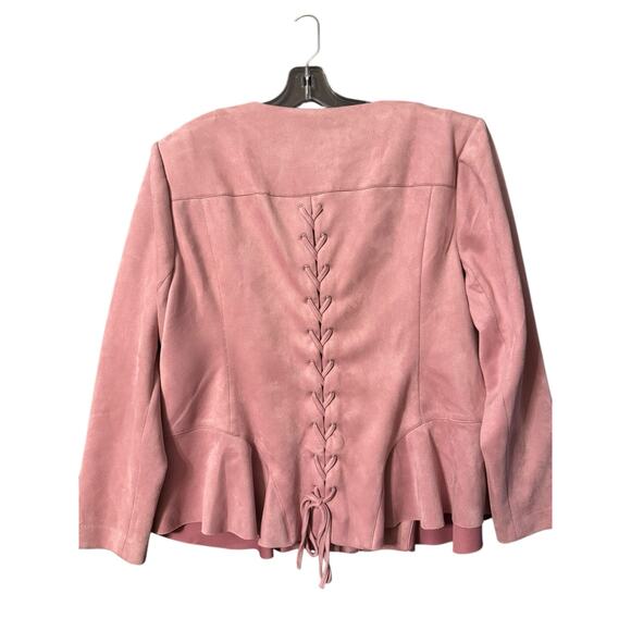 Lane Bryant Ultra Suede Peplum Jacket 24W Pink Zip Front - Picture 6 of 10
